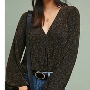 IF BY SEA anthropology Black and Gold Top